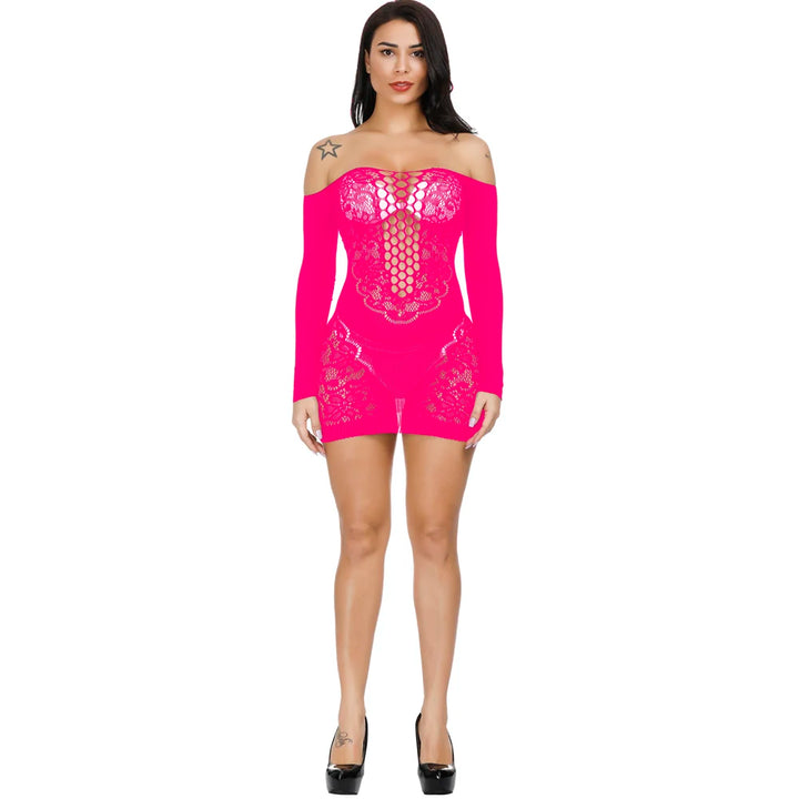 Plus Size Women Sexy Shiny Tights Jumpsuit Lace Cutout Transparent Body Stocking Lingerie Dress Femme Sexy Babydoll