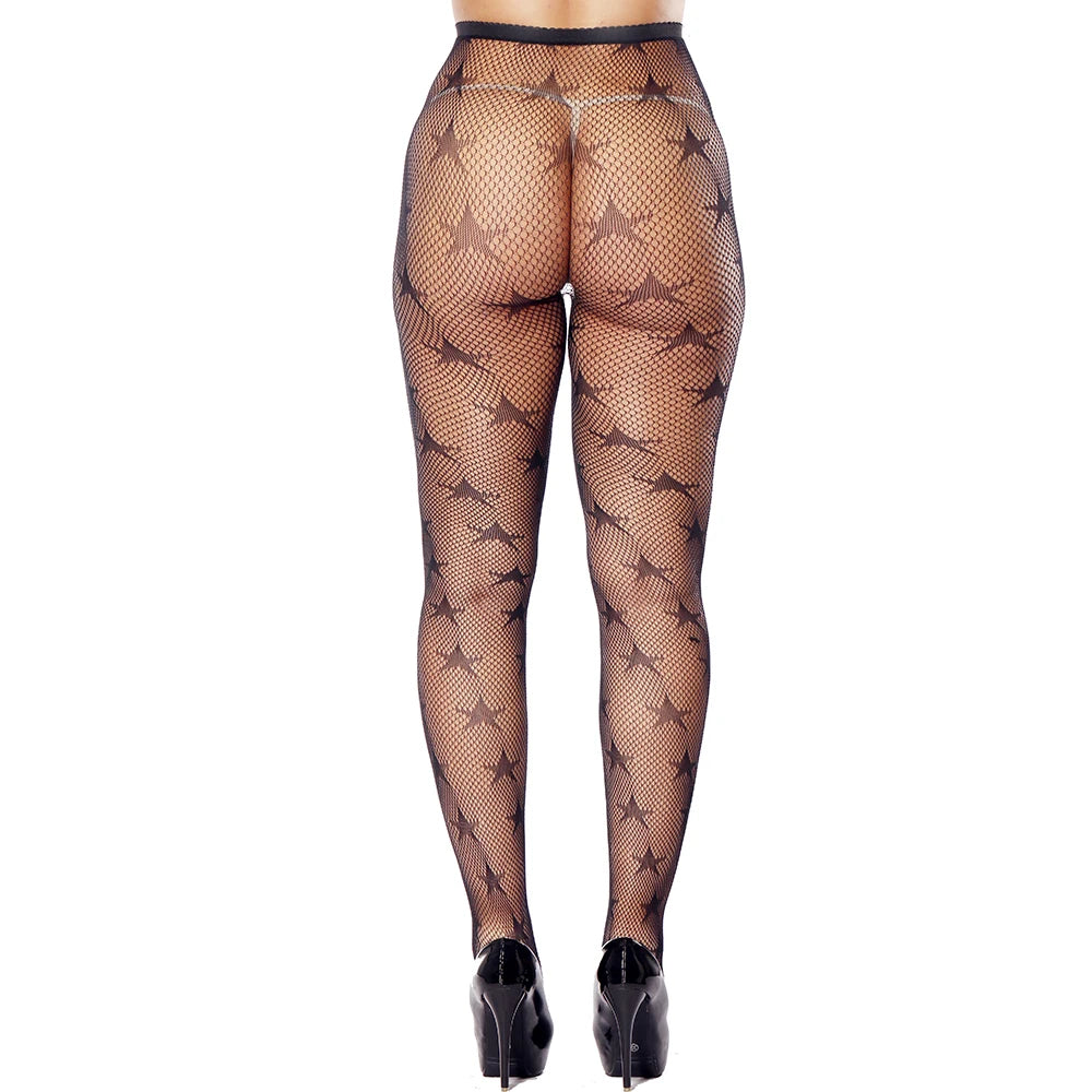 Slim Hosiery Free Size Lace Silicon Fishnet Stockings With Rhinestone