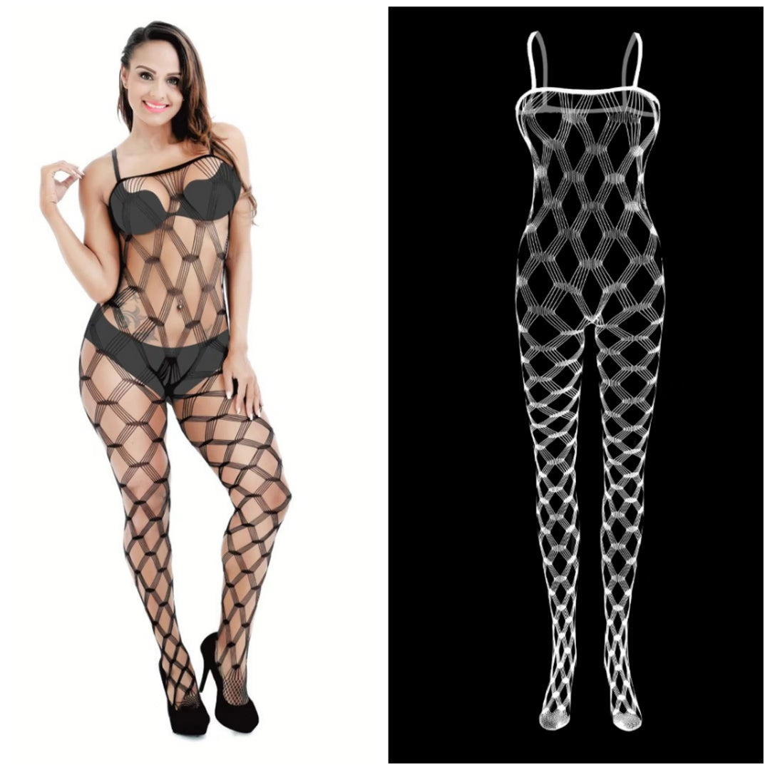 Hollow Out Women's Sexy Fishnet Bodysuit Geometric Floral Baby Dolls Open Crotch Pantyhose/Tights 2024 Lingerie Sexy