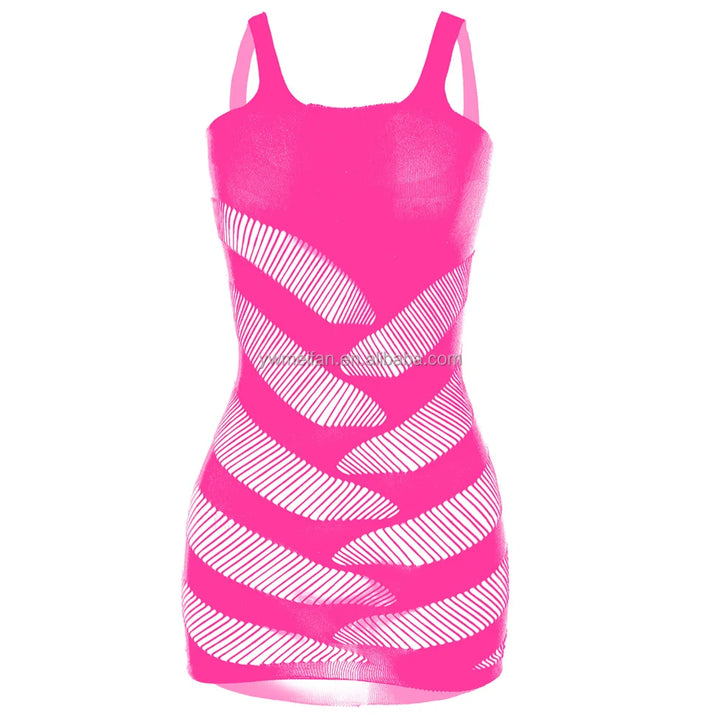Wholesale Sexy Mesh Lingerie Dress Valentine's Day Sexy Play Suit Zebra Strips Bodysuit Nylon Fishnets Bodystocking