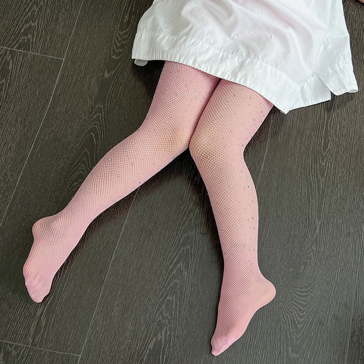 Wholesale Children's Socks Fashion Tights for Children Hollow Out Candy Color Hot Design Drill Girls Mesh Stockings for Festival