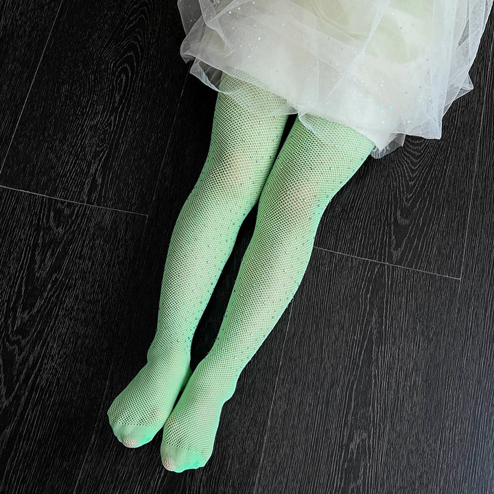 Children Rhinestone Fishnets Pantyhose White Diamond Sparkle Stockings Baby Costumes Cotton Crotch Fishnets Socks