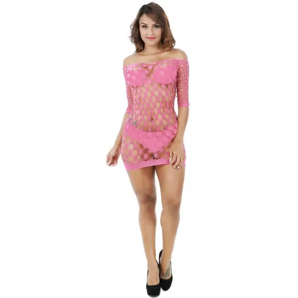 2024 Hot Sale New Sexy Women Net Skirt Nightwear Hollow Out Lingerie Fishnet Elasticity Mini Dress
