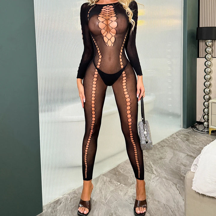 Full Body Silk Bodysuit Lingerie Femme Sexy Cutout Leggings Women's Clothing Sexy Costumes Strippers Outfit Pantyhose