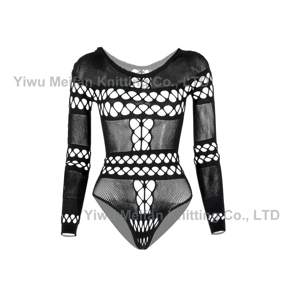 2024 Hot Transparent Costumes High Fashion Designer Mature Sheer Long Sleeve Lingerie Femme Sexy for Chubby Women