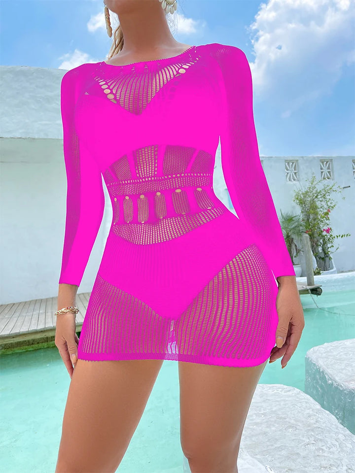 2024 New Product Fishnet Seamless Bodystocking Long Sleeve Small Net Bodysuits Nightwear Catsuit Erotic Dress Tz595