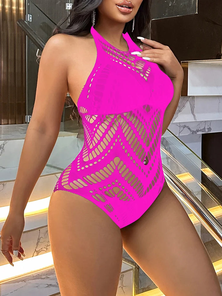 Women's Sexy Mesh Bodystocking Fishnet Lingerie Sleeveless Bodysuits One Piece Jumpsuit Underwear Nightwear