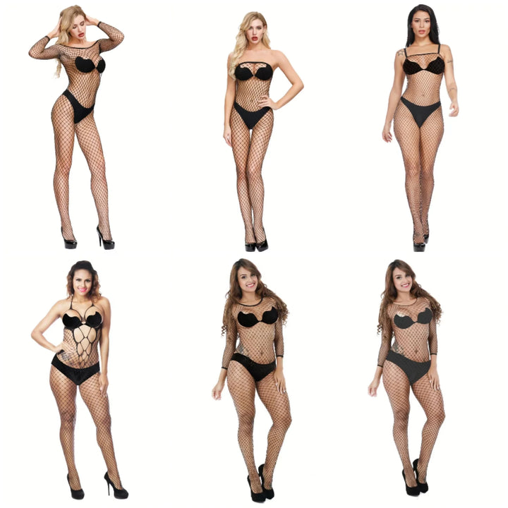 Plus Size Sexy Mesh Sheer Lingerie 2024 Chemise Sexy Crotchless Body Stocking With Medium Mesh Bodysuit Lingerie