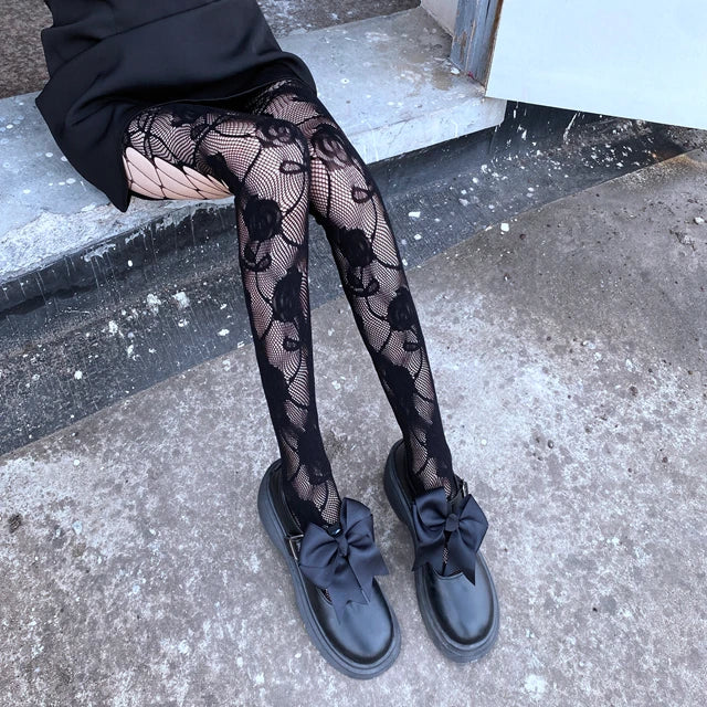 High Waist Patterned Fishnet Tights Lingerie Patterned Tights Fishnet Floral Stockings Pantyhose Stockings Leggings