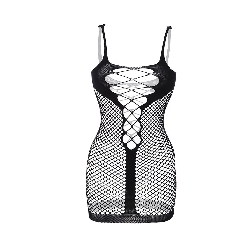 Women's Clothing Mature Mesh Sheer Erotic Lingerie Femme Sexy Babydoll Halters Fishnet Jumpsuit Control Slips Dresses