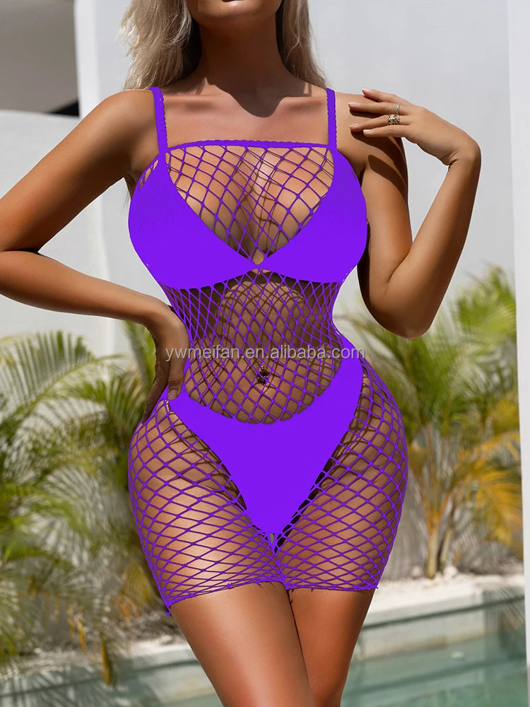 Women Fishnets Body Stocking Sexy Erotic Lingerie Panties Regular Hollow Out Fit Bodysuit One-piece Mesh Elasticity Jumpsuit