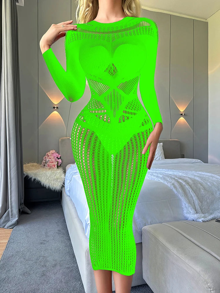 Gradient Color Fishnet Jumpsuits for Women Plus Size Body Stocking Mesh Sheer Lingerie Femme Sexy Cutout Bodystocking