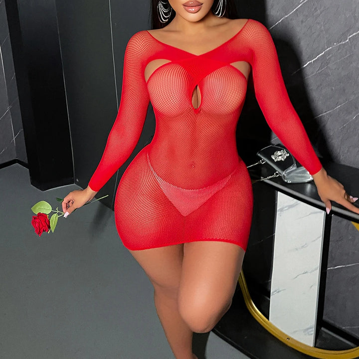 Women Sexy Fishnet Body Stocking Lingerie Femme Sexy Transparent Bodystocking Women Sexy Erotic Underwear Teddy Dress