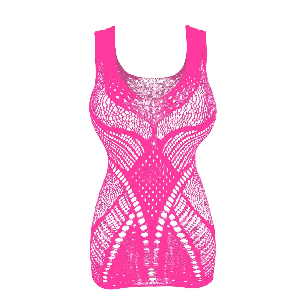 Hollow Out Sexy Mesh Dress for Women Fishnet Stockings Sexy Exotic Teddy Lingerie Fishnets Transparent Bodystocking