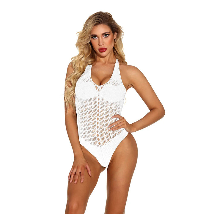 Lenceria Para Mujer Hollow Out Sexy Halter Bikini Dress Women Sexy Erotic Lingerie Stockings Full Body Sexy Baby Doll