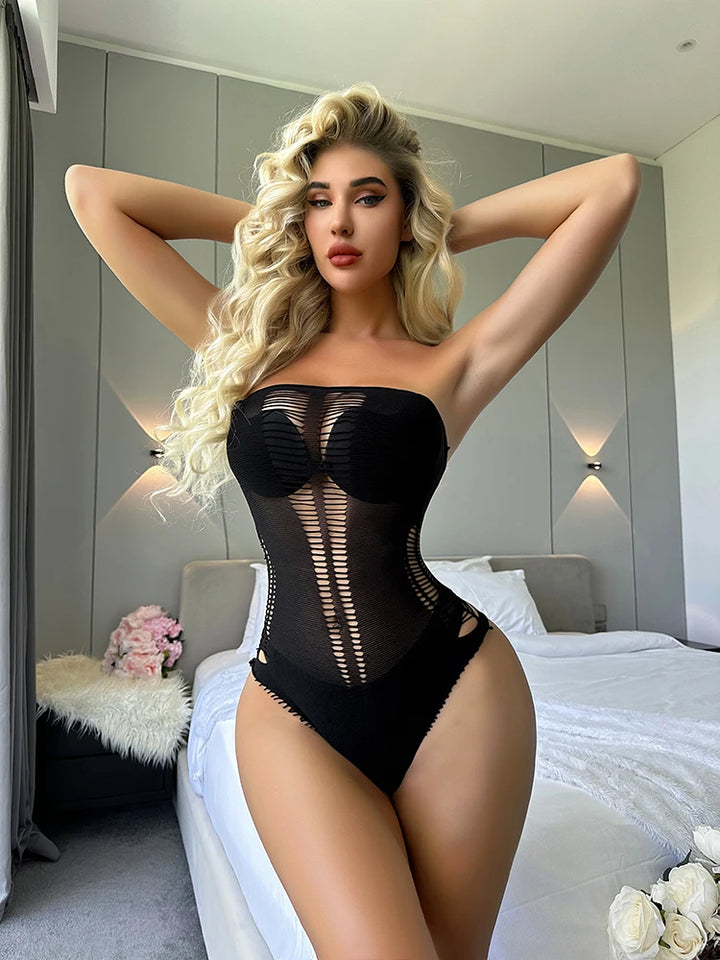 Black Fishnet Body Stocking Women Sexy Hollow Out Bikini Mature Girls Mesh Sheer Erotic Lingerie Stockings Femme Sexy