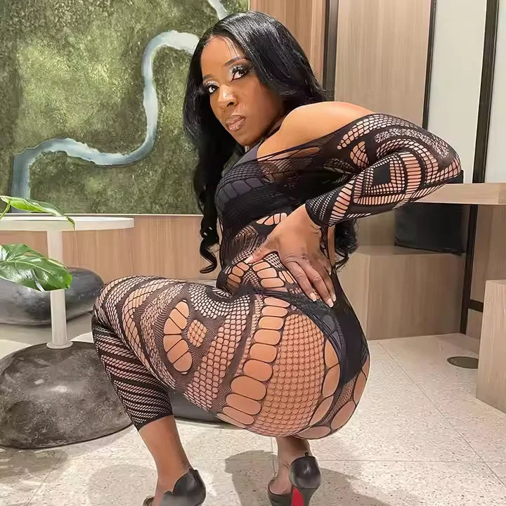 Summer One Piece Romper See Through Bodystocking Hollow Out Jumpsuit Bodycon Sexy Party Club Erotic Bodysuits W569
