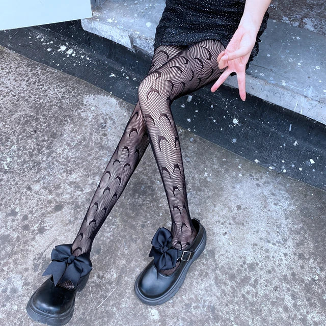 Women Sexy Sexually Single Hole Fishnet Stocking Fine Mesh Single Open Net Front and Rear Open Pantyhose Stocking