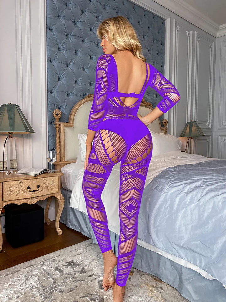 Lingerie Femme Sexy Women Fishnet Stocking Full Body Temptation Perspective Leggings Fishnet Bodysuit Dress