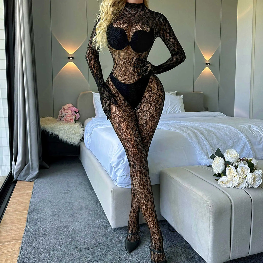 Multi-Styles Hot Leopard Full Body Stocking Nylon Fishnet Bodysuit Women Sexy Crotchless Erotic Lingerie Stockings