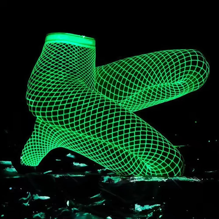 Sexy Stocking for Women High Quality Fishnet Stockings Skinny Luminous Tight Pantyhose High Thigh  Dancewear Glow in the Dark