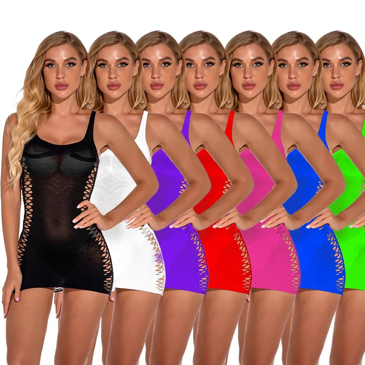 Ins Sexy Lingerie Women Sexy Halter Transparent Body Doll Teddy Dress Adult Sexy Erotic Bodystocking Lingerie 2024