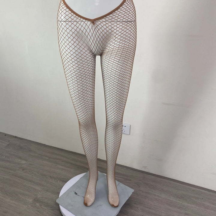 Whosale V-Cut Skintone Gold Glitter Fishnet Stockings Plus Size Carnival Tights for Women Black Brown Skin Spandex