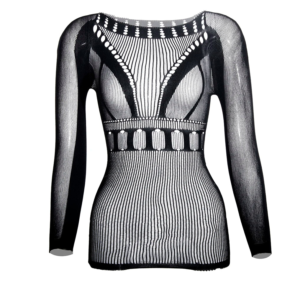 High Waist Sexy Mesh Lingerie Summer Vacation Outfit Elastic Nylon Bodystocking One-Piece Mesh Stockings