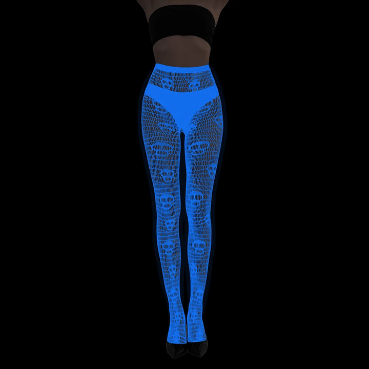 Wholesale Luminous Women Body Stocking Glow in the Dark Sexy Fishnet Bodystocking Transparent Nylon Socks Mesh Pantyhose