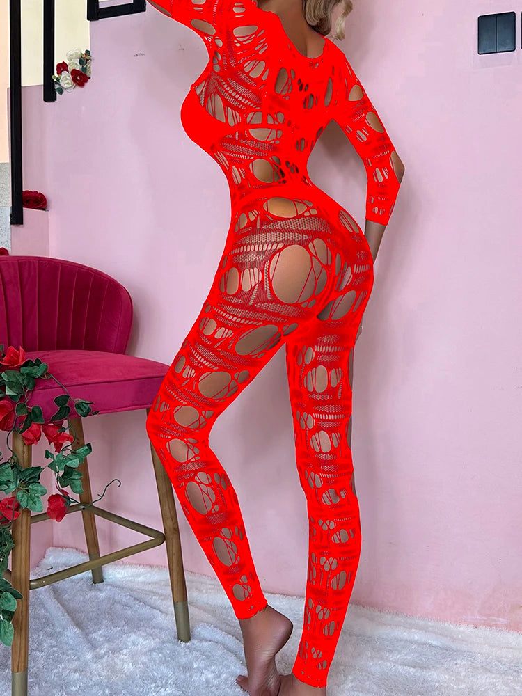 Hot Full Body Hollow Out Bodystocking Adult Women Sexy Crotchless Body Stocking Sexy Erotic Lingerie Dresses Stockings