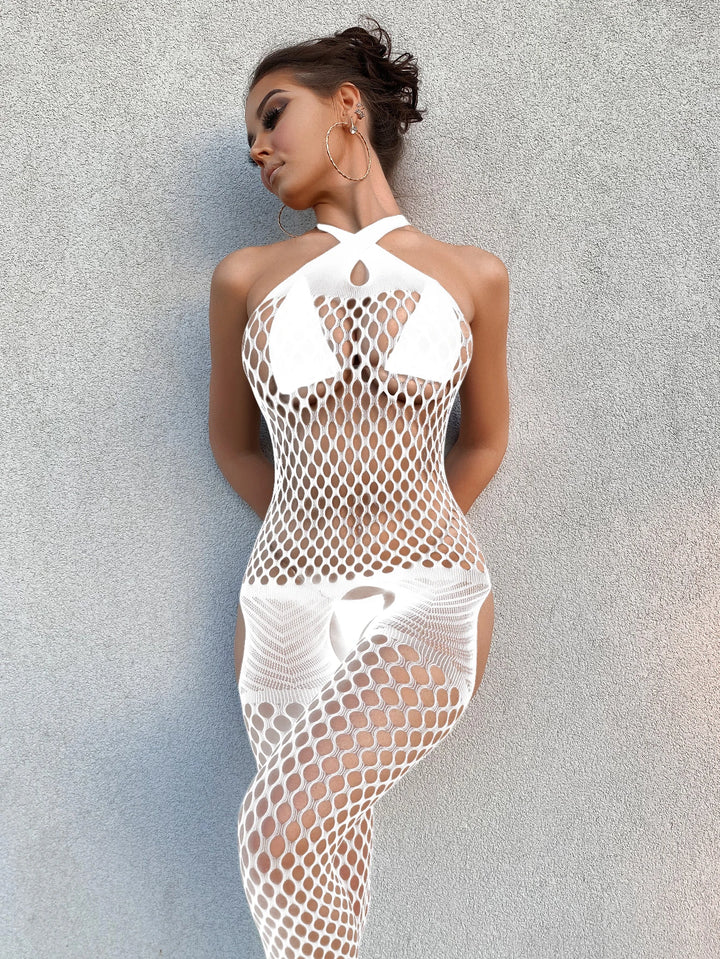 Four Sides Crotch Hosiery Stockings Sexy Cutout Babydoll Women's Mesh Lingerie Bodysuit Fishnets Women's Bodystocking W291