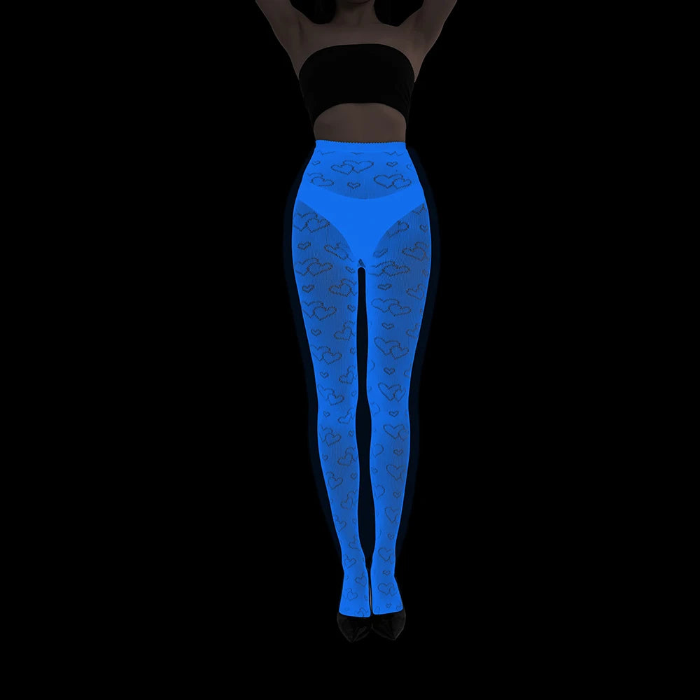 Wholesale Luminous Women Body Stocking Glow in the Dark Sexy Fishnet Bodystocking Transparent Nylon Socks Mesh Pantyhose