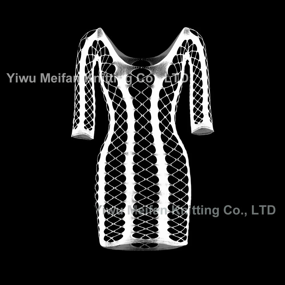 Sexy Temptation One-Piece Lingeries Fishnet Ultra-thin Jacquard Seamless Chemise Lingerie Mesh Bodystocking for Chubby Women