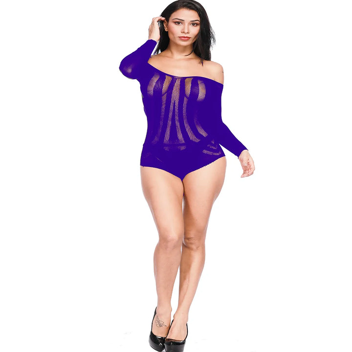 Lingerie Femme 2023 Fishnet Bodystocking Babydoll Lingerie Chemise Halter Nightwear Bodysuit Chemise Mini Teddy Dress