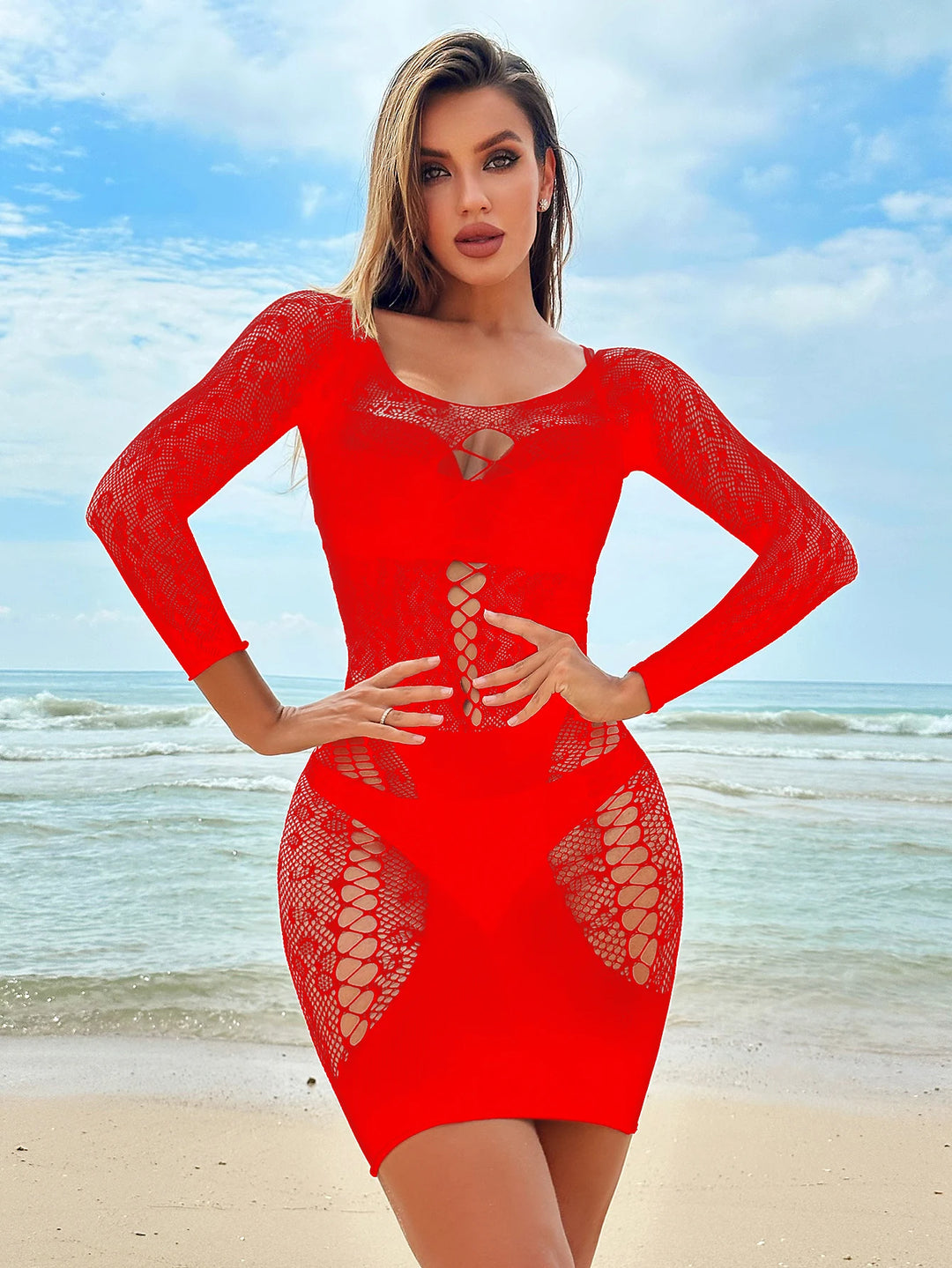Women Night Dress Leopard Hollow Out Sexy Long Sleeve Bodycon Lace Out Romper Babydoll Women Exotic Teddies Bodysuits