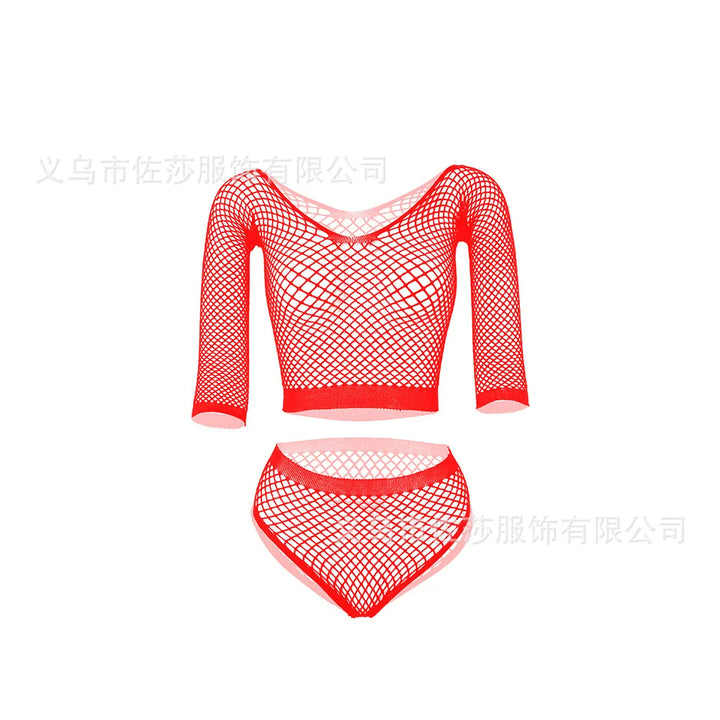 Sexy Mini Bodydress Set Mesh Nets Full Body Stocking Lingerie Women Polyester Seamless Body Stocking Dress