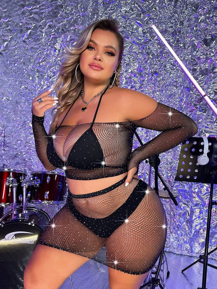 Wholesale Plus Size Sexy Hot Fishnet Bodystocking Lingerie Black Transparent Lace Bow Decoration Sizes XL 3XL for Fat Women ODM