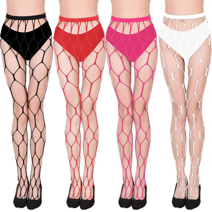 Factory Hot Selling Fishnets Pantyhose White Big Holes Stockings Women's Hosiery Hollown Out Stretch Thin High Tights