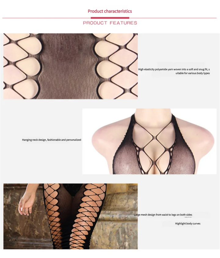 One Size Nylon Fishnet Jumpsuit for Women's Clothing Sexy Mesh Sheer Underwear Bodysuit Sexy Body Stocking Lingerie