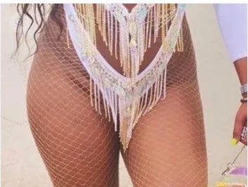 Small Weft Salmon Color Carnival V-cut No Glitter Stockings for Black Brown Skin Women Resistant Gold Glitter Stockings
