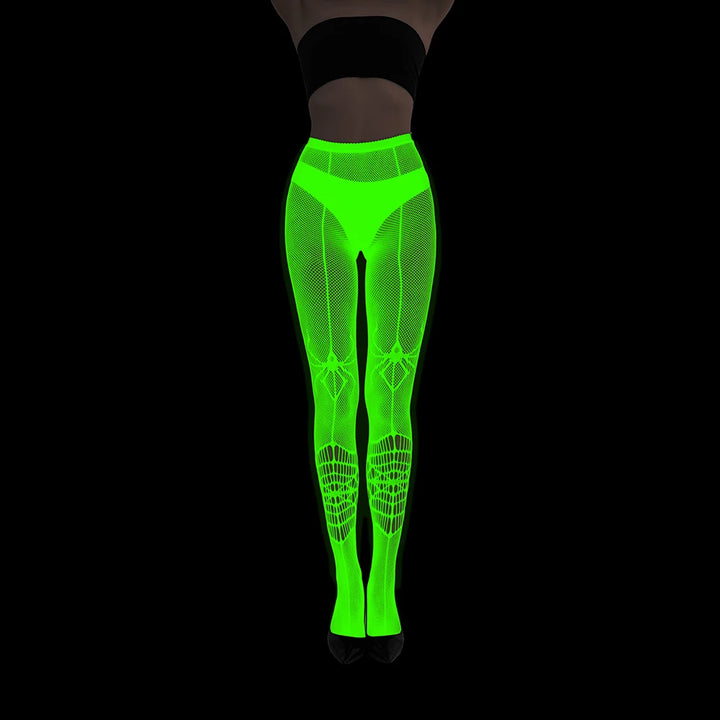 Women Body Stocking Glow in the Dark Sexy Fishnet Bodystocking Transparent Nylon Socks Mesh Pantyhose