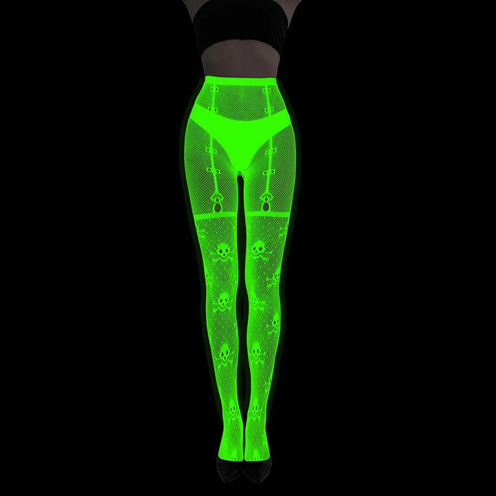 Women Body Stocking Glow in the Dark Sexy Fishnet Bodystocking Transparent Nylon Socks Mesh Pantyhose