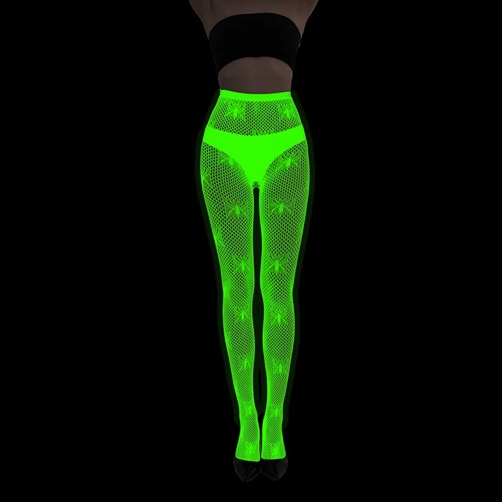 Women Body Stocking Glow in the Dark Sexy Fishnet Bodystocking Transparent Nylon Socks Mesh Pantyhose