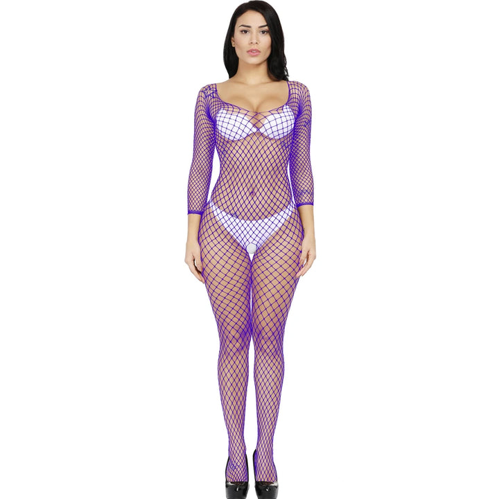 Wholesale Women's Fishnet Bodystocking One -piece Longsleeve Bodysuit Sexy Lingerie for Women