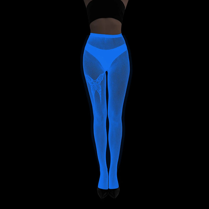 Wholesale Luminous Women Body Stocking Glow in the Dark Sexy Fishnet Bodystocking Transparent Nylon Socks Mesh Pantyhose