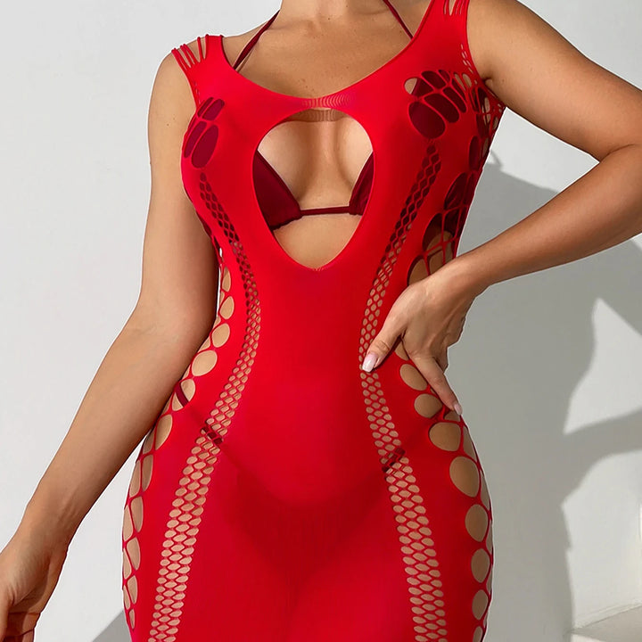 2024 Women Dress Sexy Sheer Open Crotch Body Stocking Tube Fishnet Catsuit Full Body Pantyhose Teddy Underwear