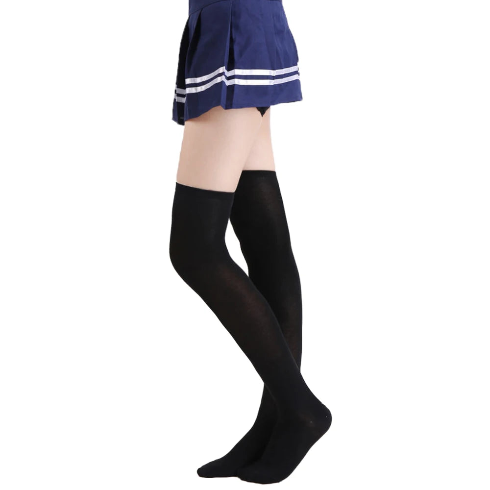 Japanese Lolita Socks Cotton Hosiery Girl Uniform Socks Lined Retro Socks for Adult Costumes Stockings