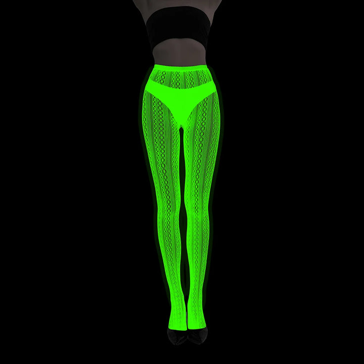 Women Body Stocking Glow in the Dark Sexy Fishnet Bodystocking Transparent Nylon Socks Mesh Pantyhose