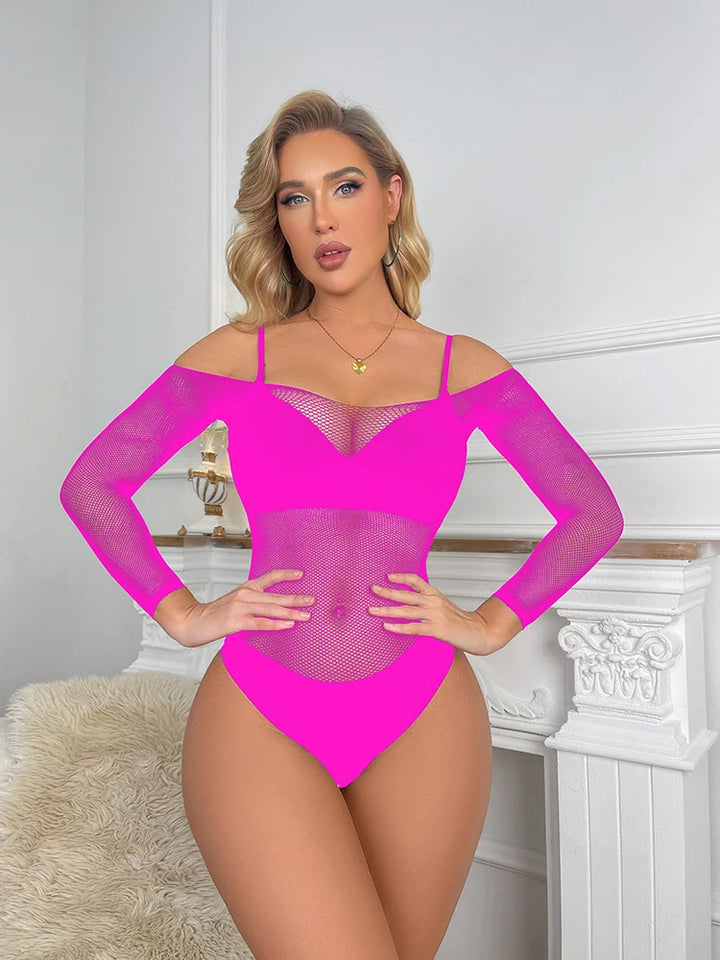 2024 Hot Transparent Costumes High Fashion Designer Mature Sheer Long Sleeve Lingerie Femme Sexy for Chubby Women