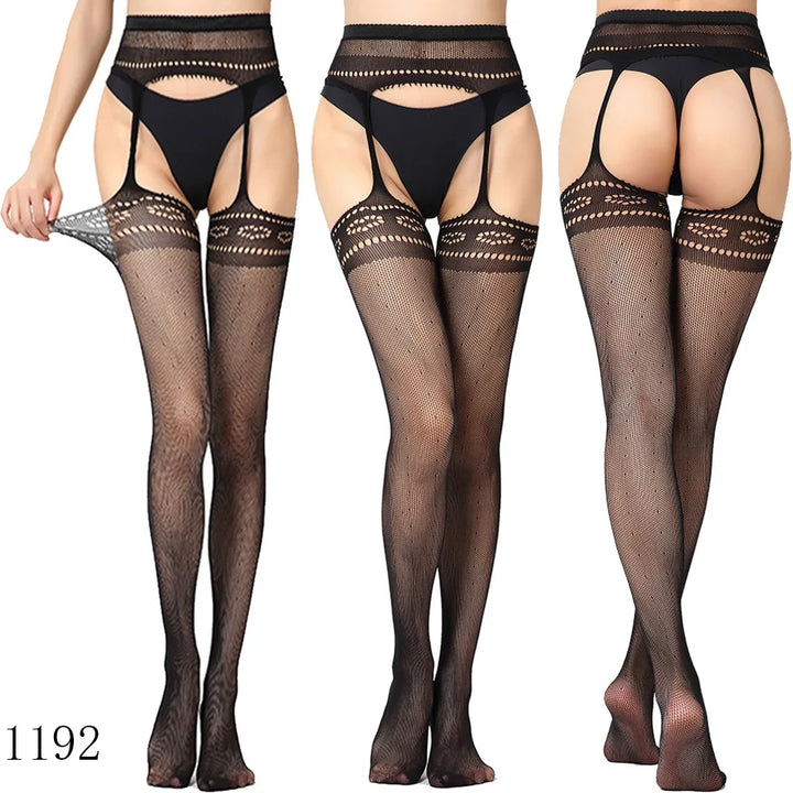 Womens Lingerie Body Garter Belt Thigh High Sheer Nylon Stockings Suspenders Sexy Pantyhose/tights